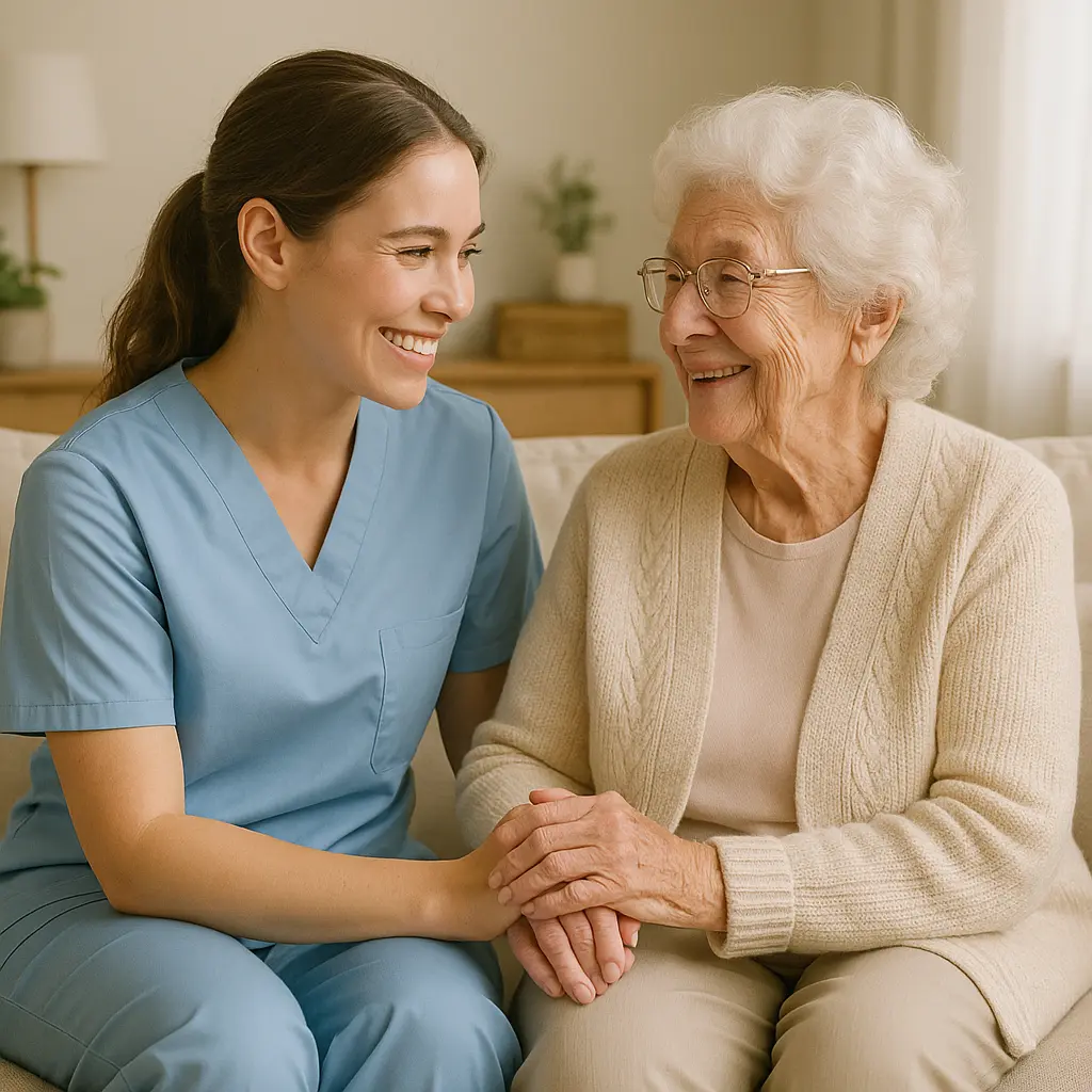 Carer with elderly client